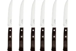 Ménagère 24 couverts de table Tramontina en inox et bois marron