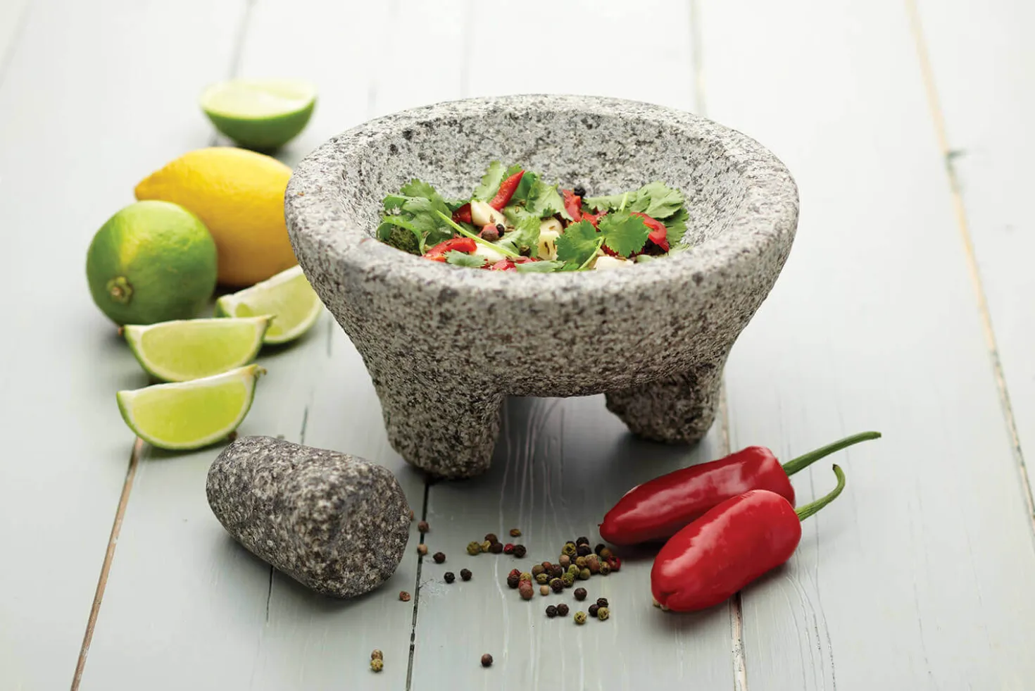 Mortier et pilon mexicain en granit gris 20x10cm MasterClass