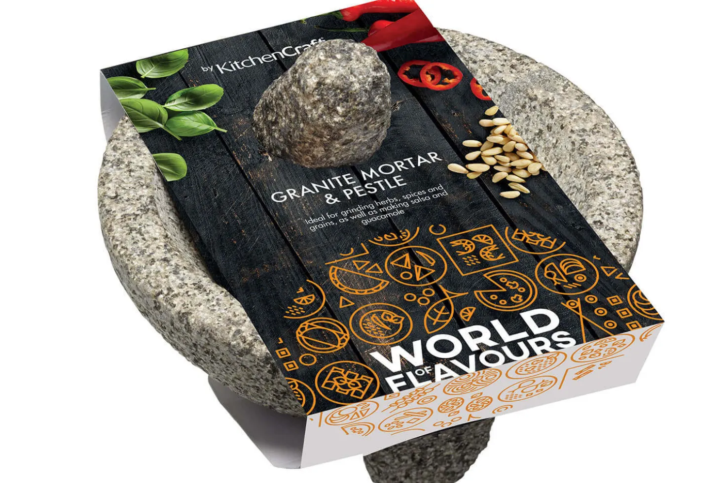 Mortier et pilon mexicain en granit gris 20x10cm MasterClass