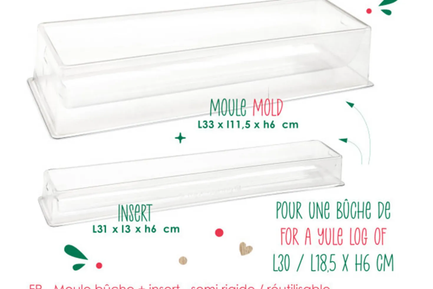 Moule à bûche glacée et insert semi rigide Scrapcooking - Réutilisable