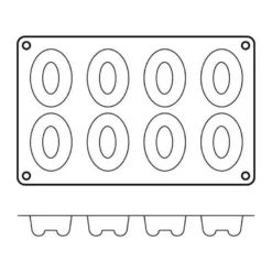 Moule en silicone professionnel Silikomart Silicon Flex 300x175mm 8 savarins ovales
