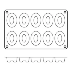 Moule en silicone professionnel Silikomart Silicon Flex 300x175mm 10 savarins ovales