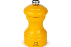 Moulin à poivre manuel Peugeot Bistro en bois de hêtre laqué jaune safran 10cm