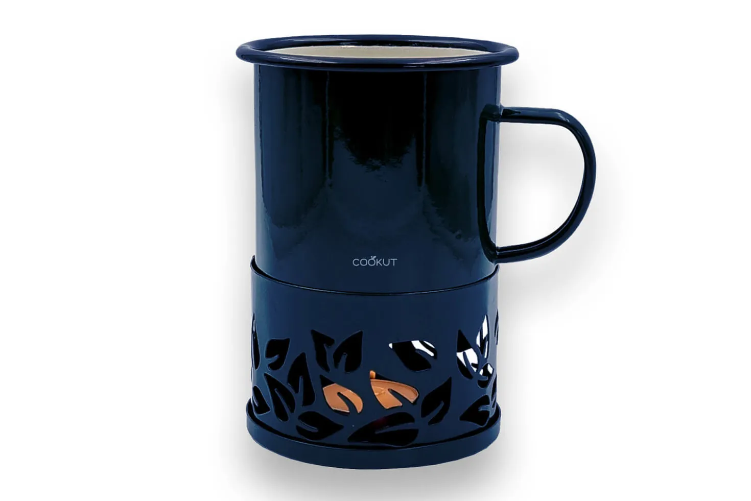 Mug à thé Cookut Sixtea chauffé à la bougie bleu