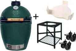 Pack Big Green Egg Large barbecue + convEGGtor + table modulaire + 4 roulettes