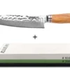 Pack Couteau de chef Wusaki Damas 10cr 20cm + Pierre à aiguiser 3000/8000