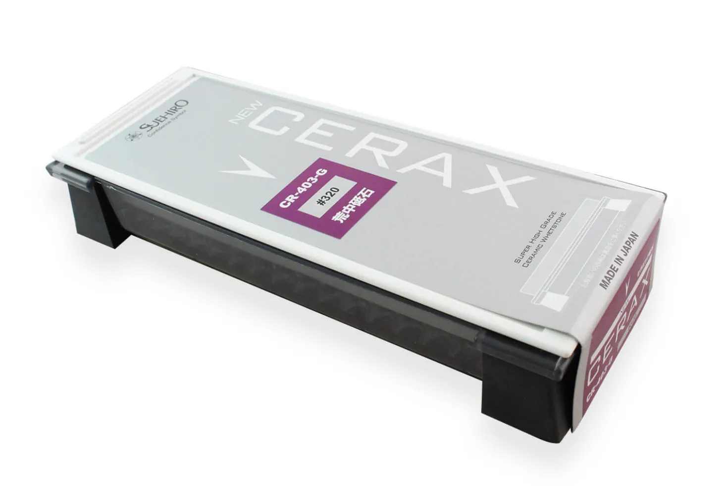 Pierre à aiguiser japonaise Suehiro Cerax céramique grains 320 sur socle