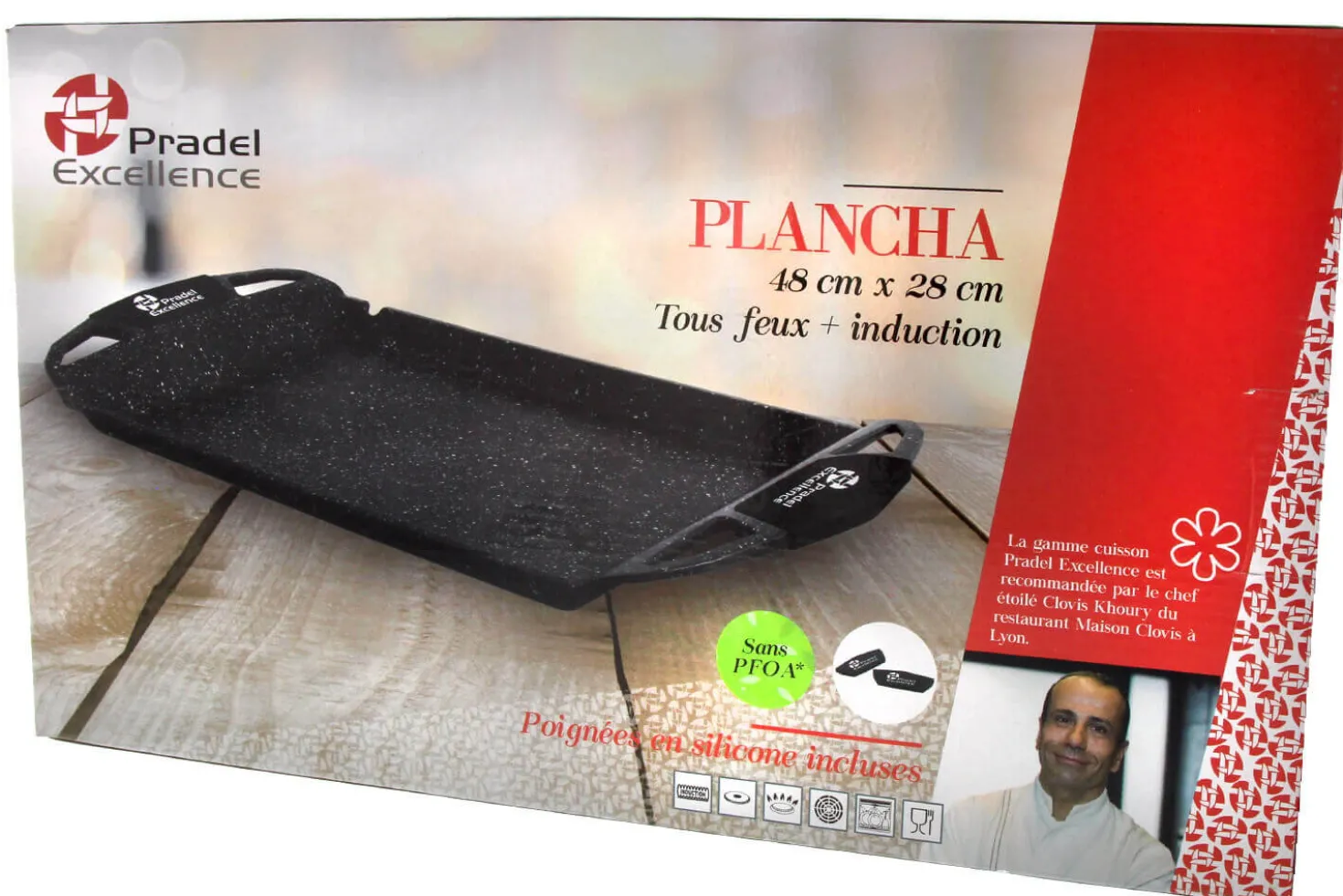Plancha grill en fonte Pradel Excellence Premium 48 x 28 cm façon pierre tous feux/ induction