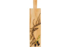 Planche apéritif en chêne Selbrae House 65x15x2cm avec poignée - Motif cerf