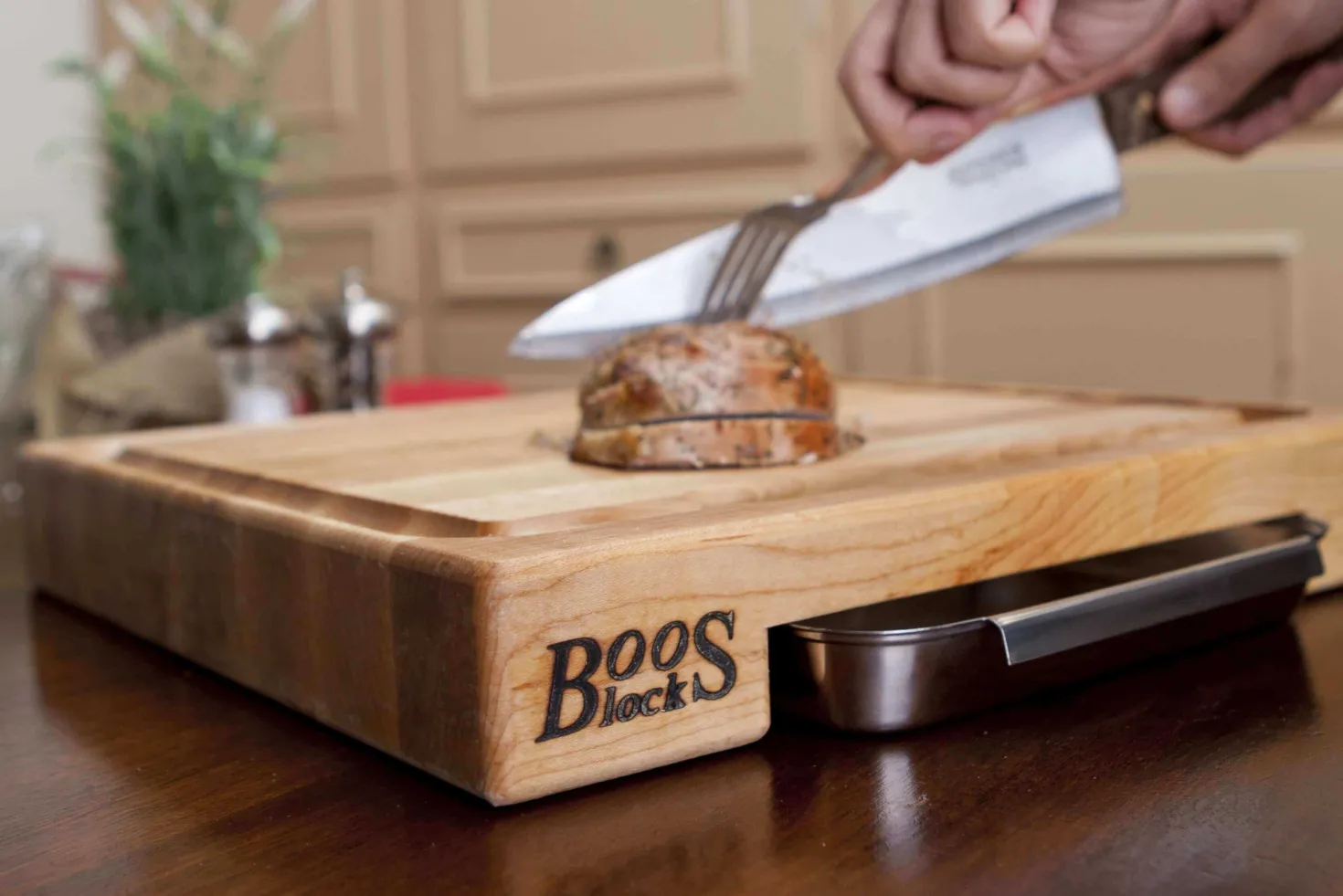 Planche Boos Blocks Prep Masters bois d'érable + plateau acier 61 x 46 x 6cm
