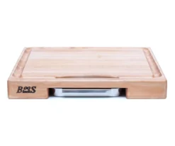 Planche Boos Blocks Prep Masters bois d'érable + plateau acier 46x46x6cm