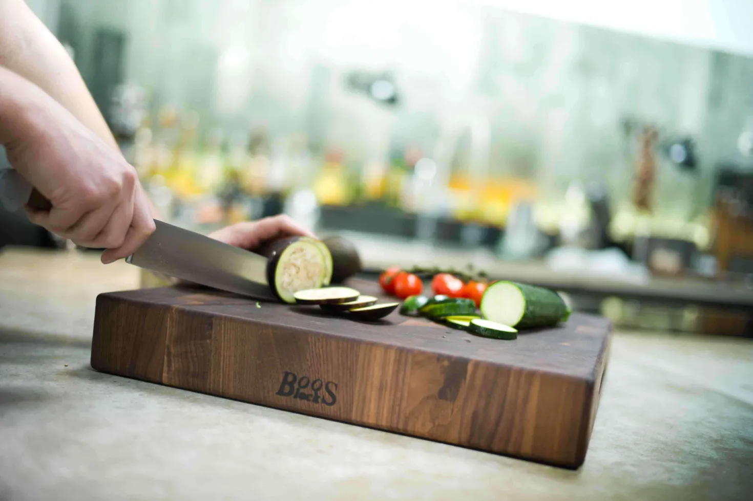 Planche à découper Boos Blocks Gourmet en noyer noir 38x38x7.5cm