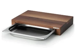Planche à découper Continenta en bois 39x27x6cm + bac inox