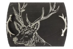 Planche de service en ardoise Selbrae House avec poignées 35x25cm - Motif cerf