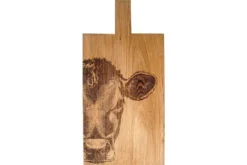 Planche de service en chêne Selbrae House 50x25x2cm avec poignée - Motif vache