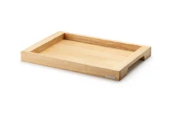 Plateau de service avec poignées Continenta en bois d'hévéa 45x29,5x4,3cm