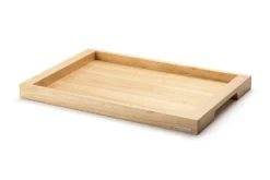 Plateau de service avec poignées Continenta en bois d'hévéa 54x36x4,3cm
