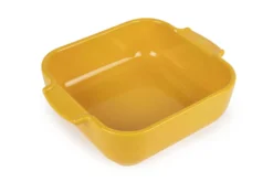 Plat four carré Peugeot Appolia en céramique jaune safran - 21cm