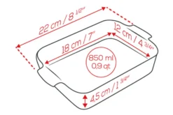 Plat four individuel rectangle Peugeot Appolia en céramique rouge 18x12x4,5cm