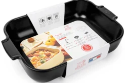 Plat four rectangle Peugeot Appolia en céramique noire satinée 36x23,6x7,5cm