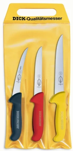 Pochette de 3 couteaux de boucher DICK ERGOGRIP 1 couteau à saigner + 2 désosseurs
