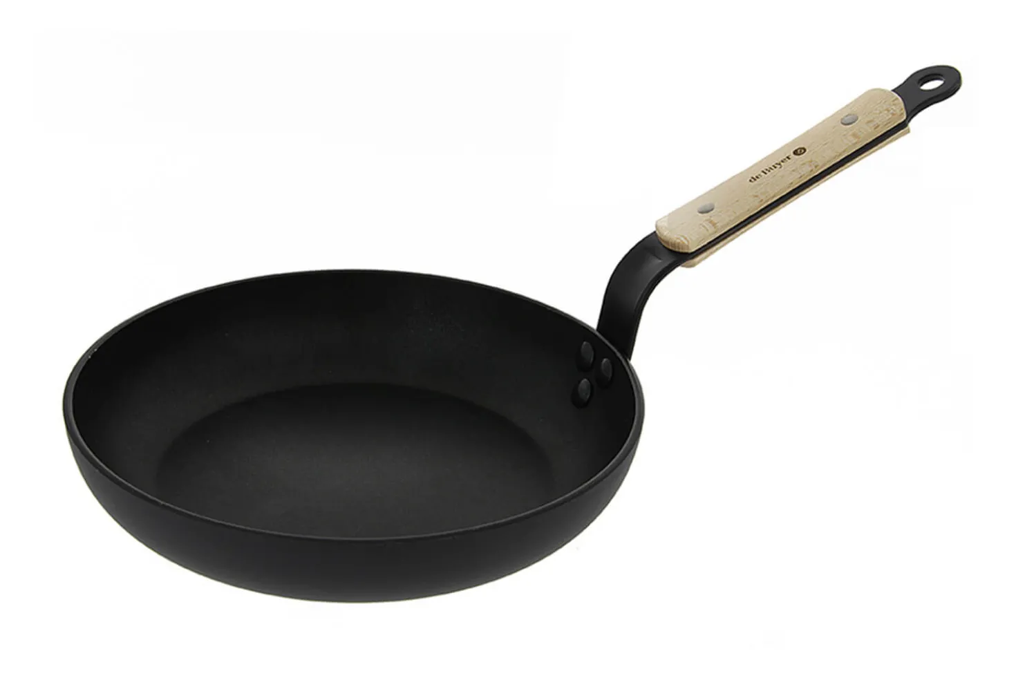 Poêle ronde antiadhésive De Buyer Choc B Bois en aluminium forgé et manche en hêtre