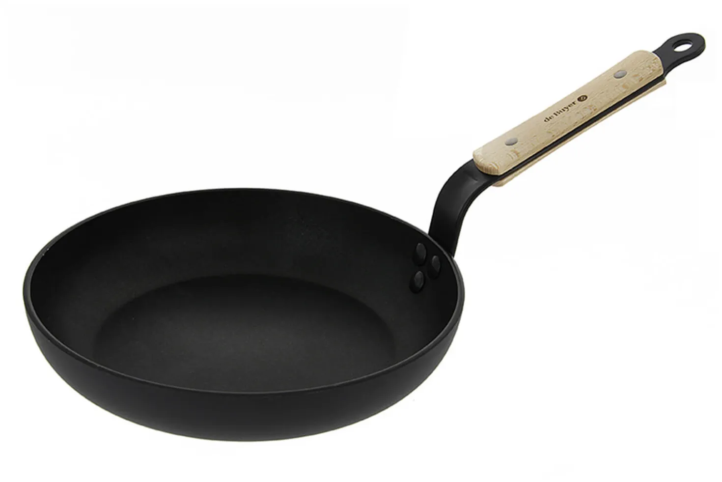 Poêle ronde antiadhésive De Buyer Choc B Bois en aluminium forgé et manche en hêtre