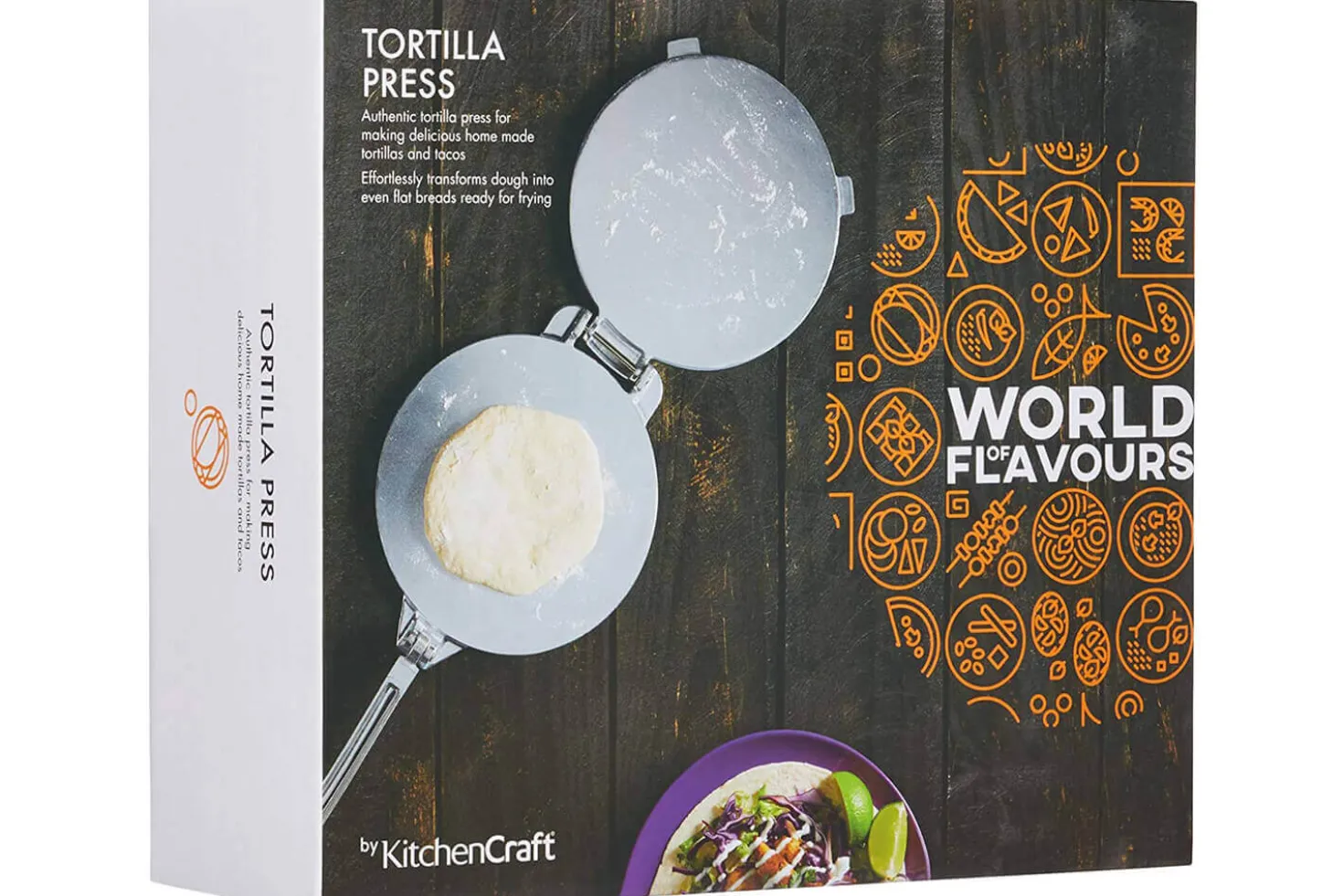 Presse à tortilla Kitchen Craft World of Flavours 28 x 28 x 18 cm