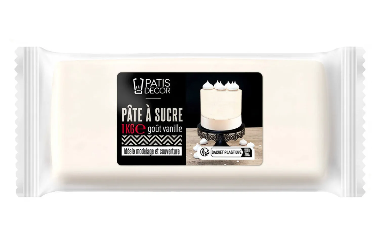 Pâte à sucre blanche Patisdécor arôme vanille 1kg