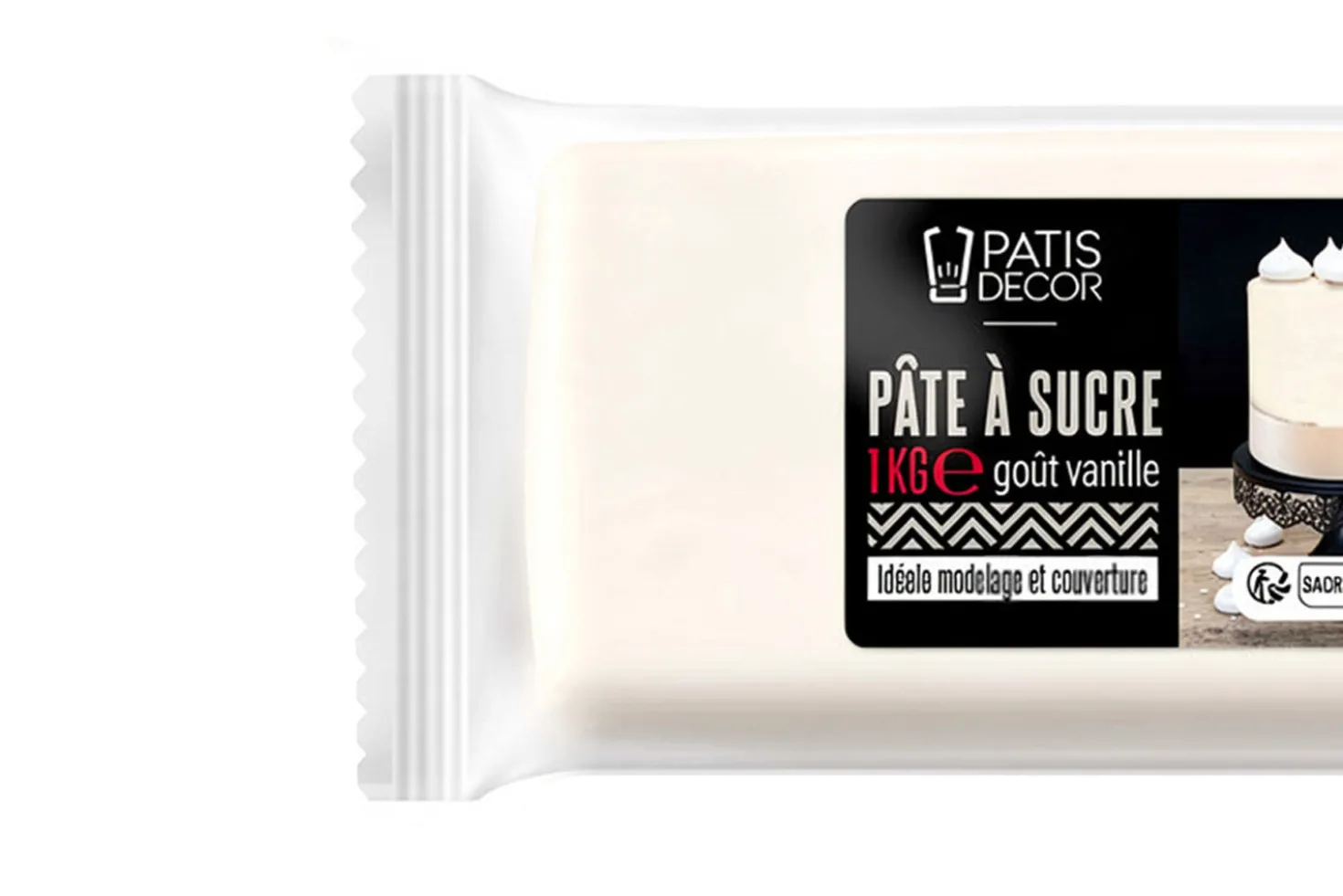 Pâte à sucre blanche Patisdécor arôme vanille 1kg