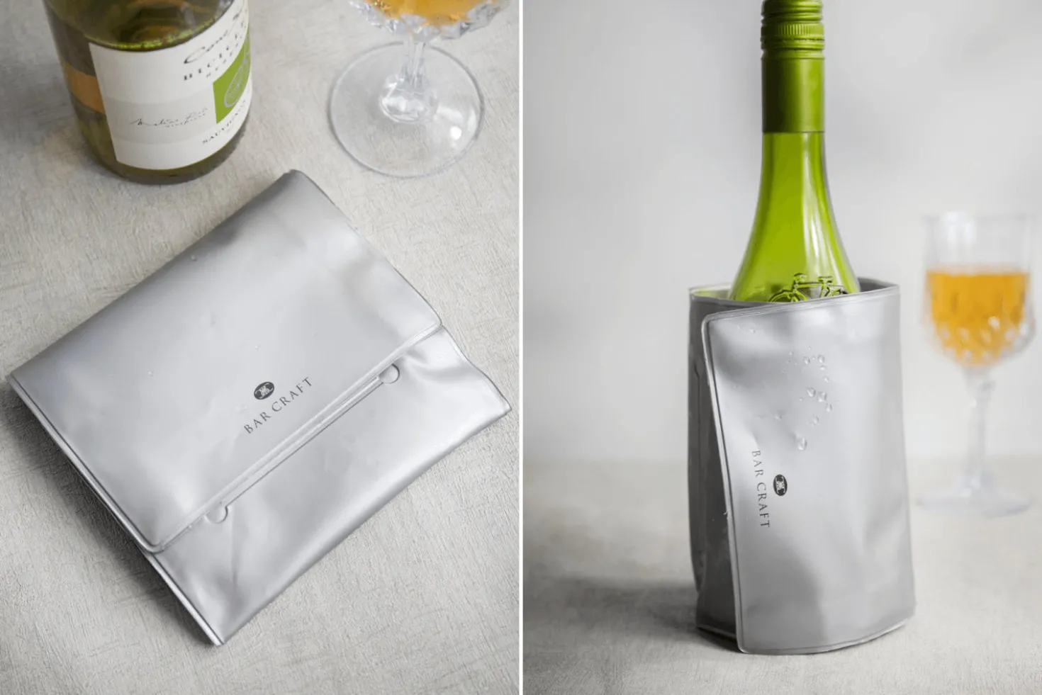 Rafraîchisseur à vin BarCraft en PVC coloris argent avec fermeture velcro ajustable