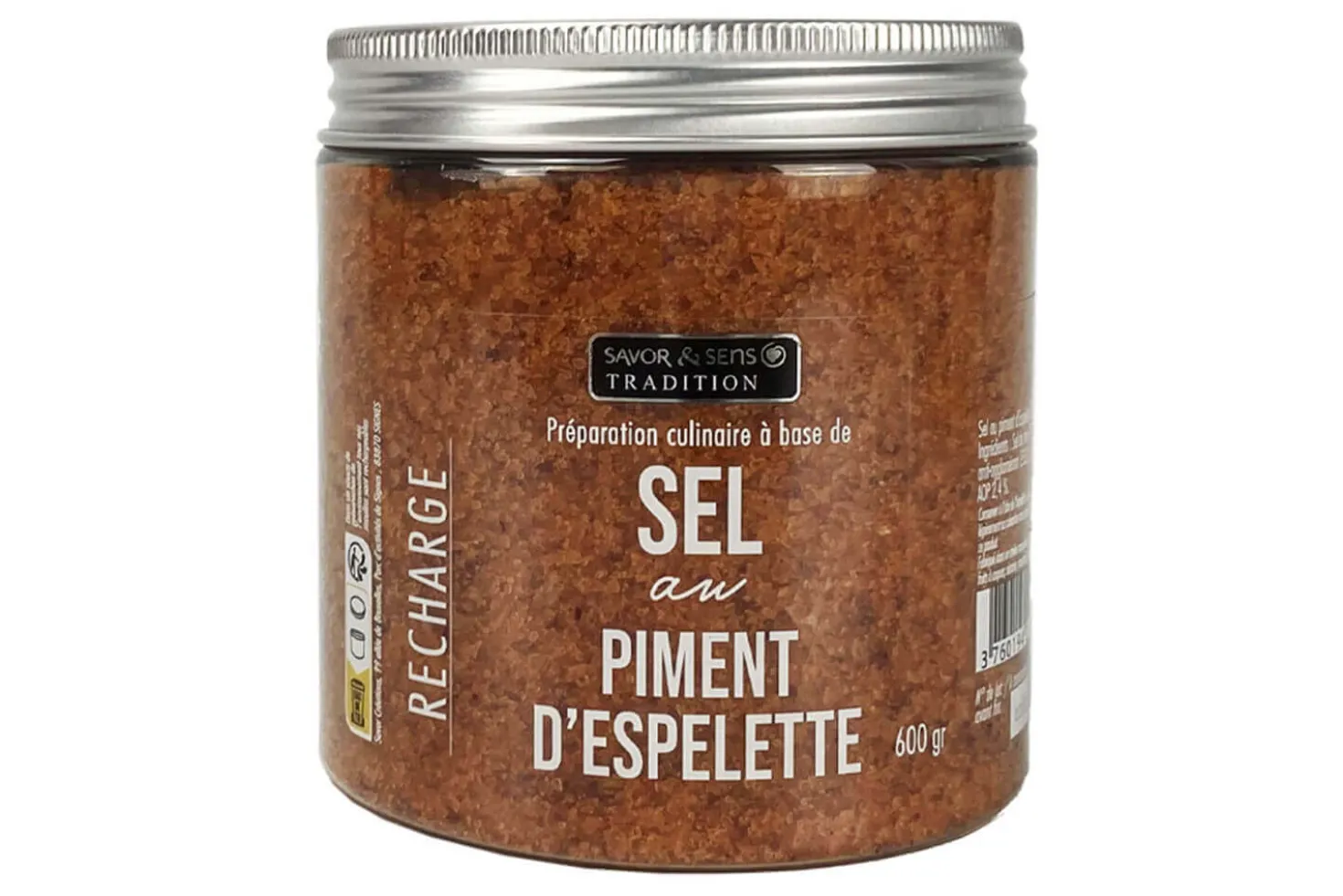 Recharge sel aromatisé au piment d'Espelette Savor&Sens - 600g