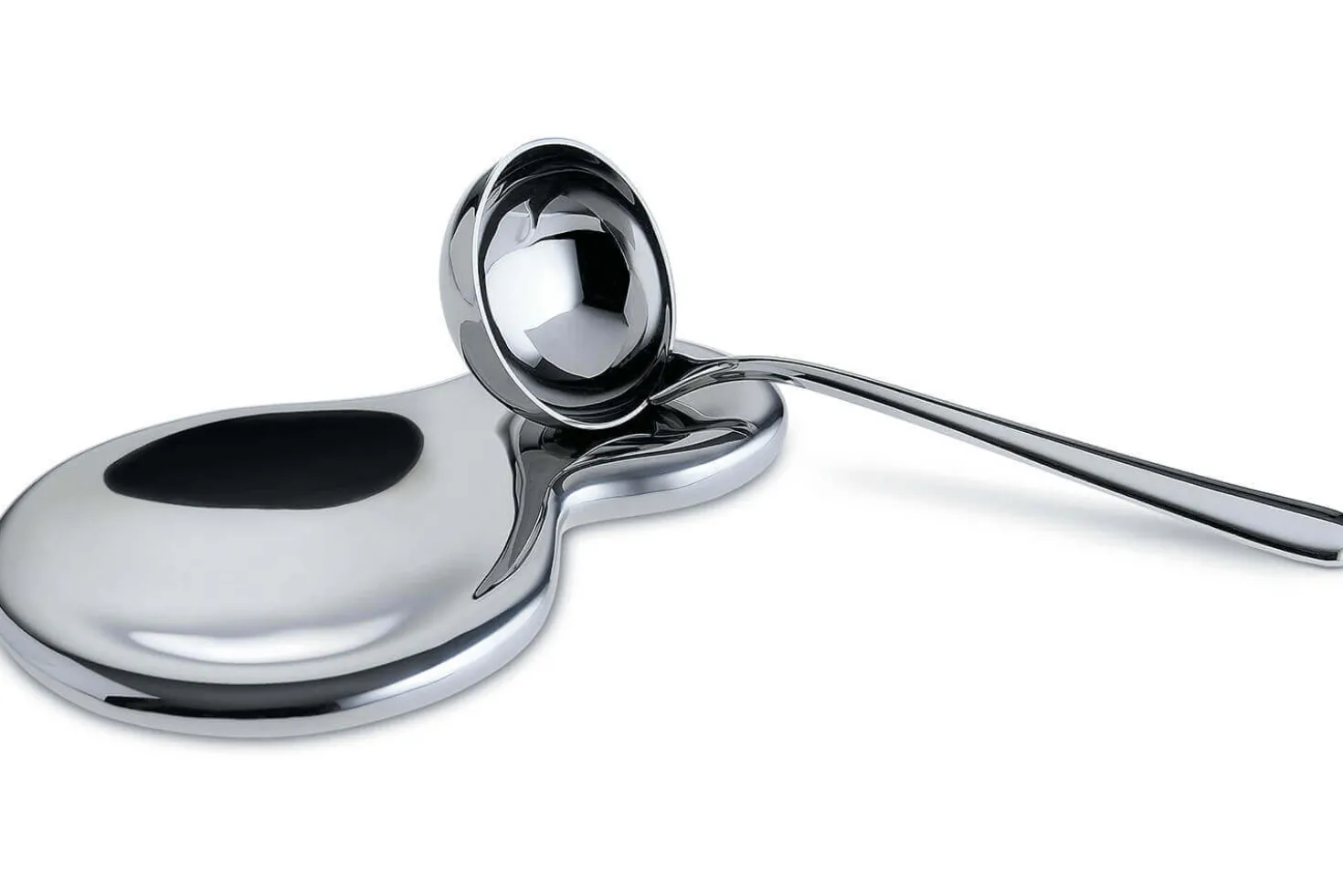 Repose-cuillère Alessi T-1000 tout inox 18/10 design par Valerio Sommella