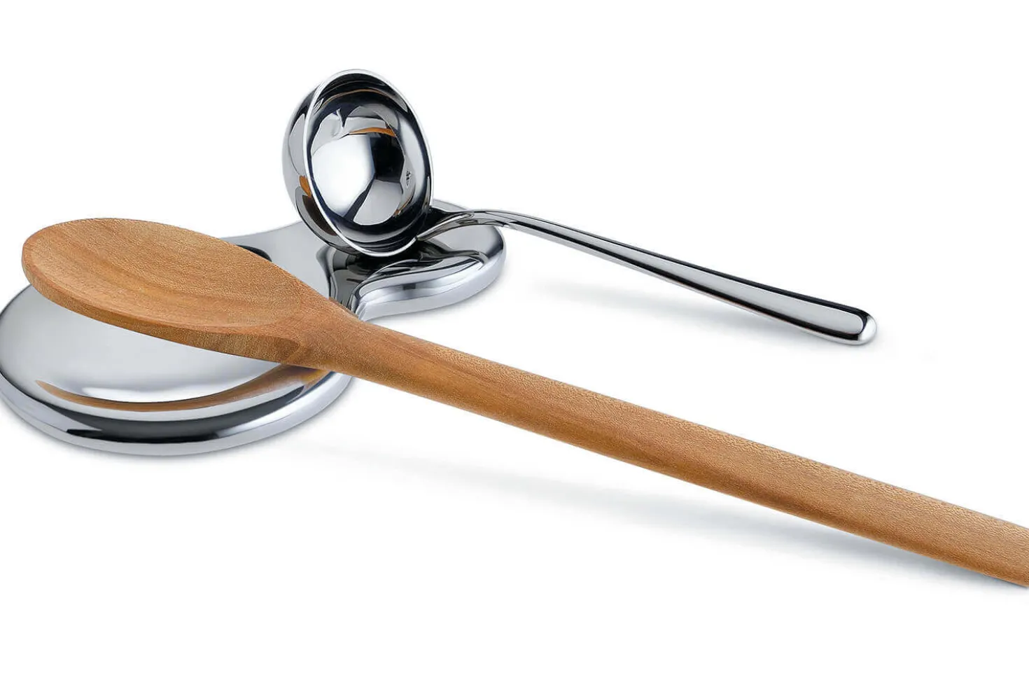 Repose-cuillère Alessi T-1000 tout inox 18/10 design par Valerio Sommella
