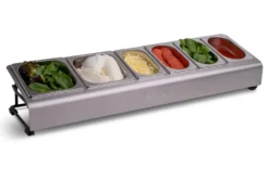 Saladette Ooni inox + 6 bacs à garnitures pour pizzas avec couvercles