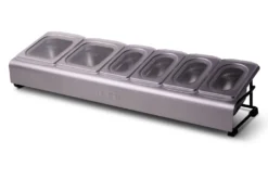Saladette Ooni inox + 6 bacs à garnitures pour pizzas avec couvercles