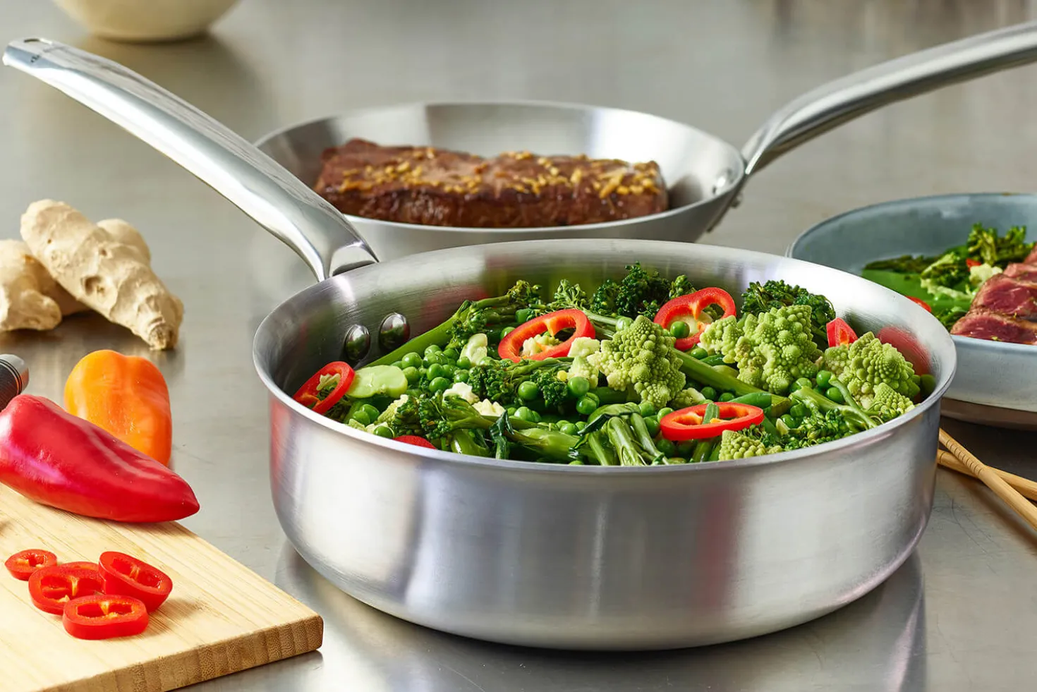 Sauteuse droite De Buyer Alchimy en inox 18/10 multicouches 3 plis