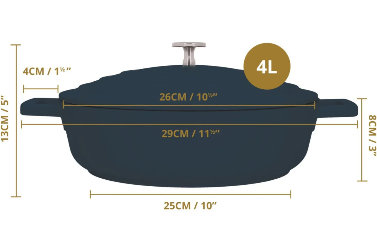 Sauteuse ronde MasterClass compatible induction en fonte d'aluminium noir 4L