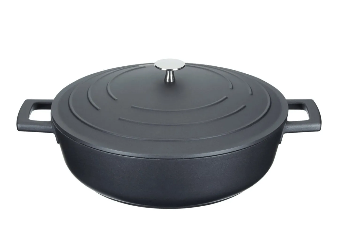 Sauteuse ronde MasterClass compatible induction en fonte d'aluminium noir 4L