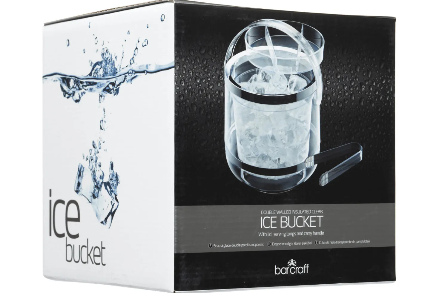 Seau à glace à double paroi BarCraft en acrylique avec pince