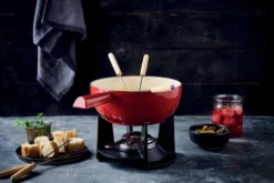 Service à fondue à fromage Beka Belledone en fonte émaillée pour 6 personnes - Coloris rouge