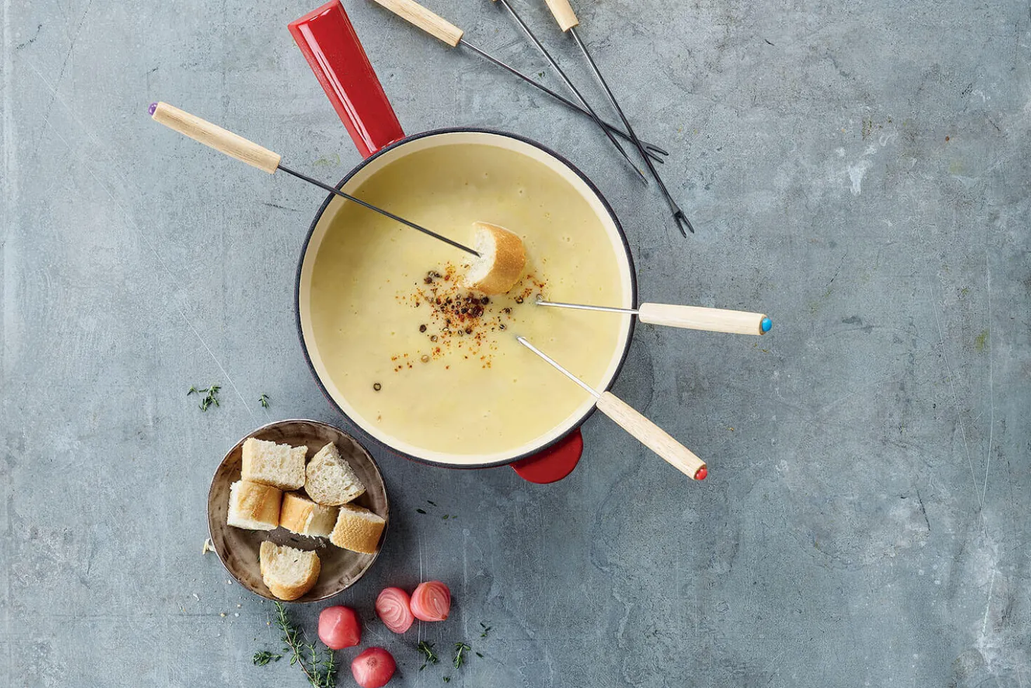 Service à fondue à fromage Beka Belledone en fonte émaillée pour 6 personnes - Coloris rouge