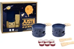 Service à raclette à la bougie Cookut Lumi pour 2 motif feuilles bleu - Ne promettez pas la Lune