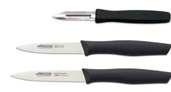 Set 2 couteaux + 1 éplucheur Arcos Nova acier NITRUM manche noir
