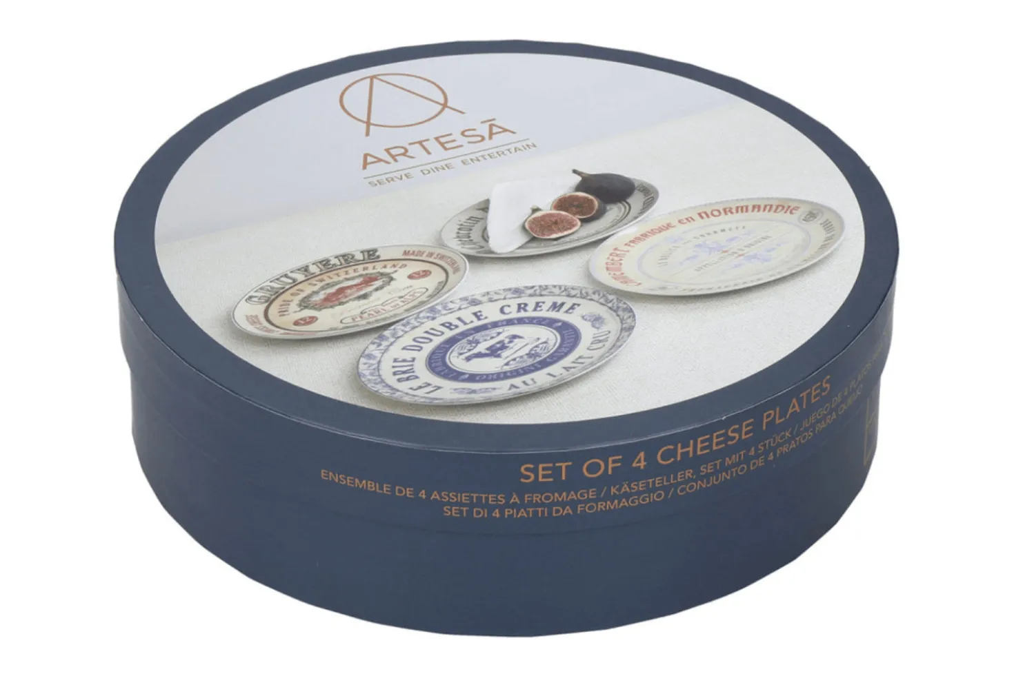 Set de 4 assiettes à fromage Artesà Creative Tops Gourmet en porcelaine motifs vintages