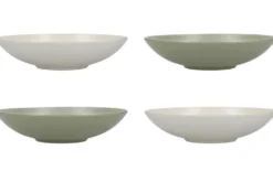 Set de 4 bols à pâtes KitchenCraft en grès émaillé vert et blanc diamètre 22cm