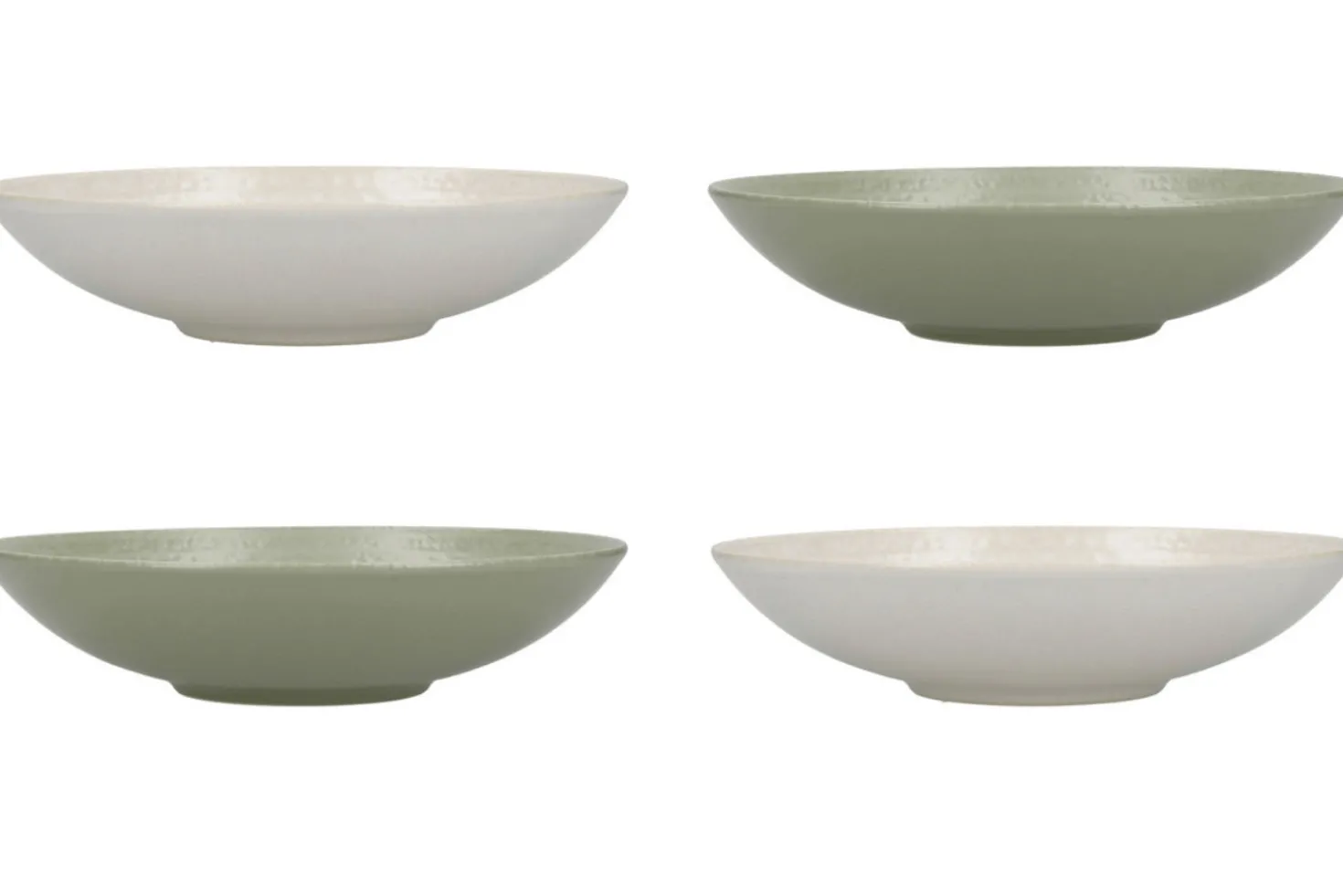 Set de 4 bols à pâtes KitchenCraft en grès émaillé vert et blanc diamètre 22cm