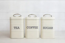 Set de 3 boîtes à thé / café / sucre KitchenCraft Living Nostalgia en acier crème