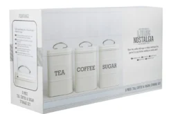 Set de 3 boîtes à thé / café / sucre KitchenCraft Living Nostalgia en acier crème