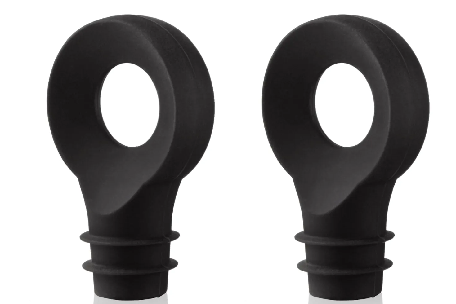 Set de 2 bouchons arrondis Vacu vin noir